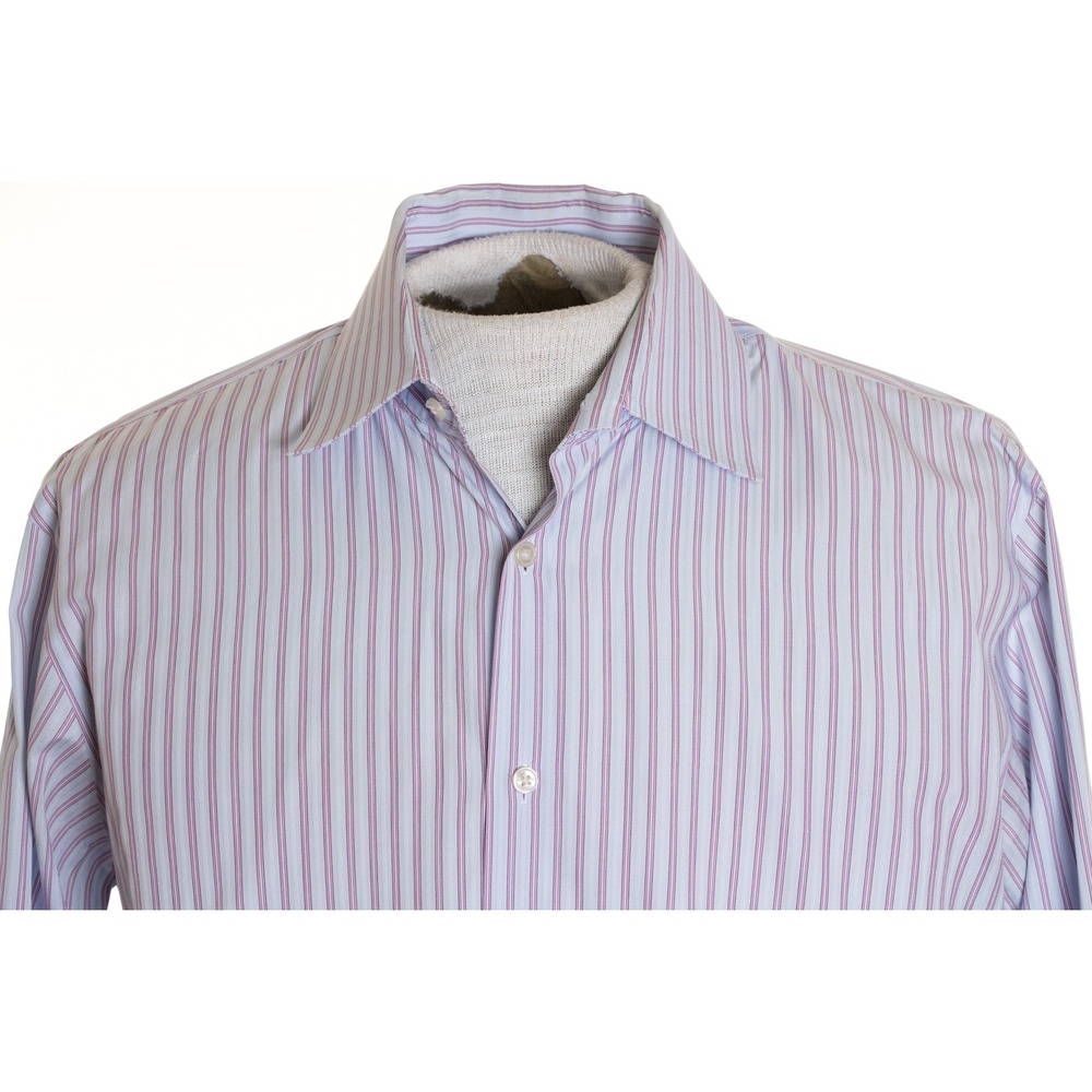 Hugo Boss Mens 16" x 34-35" Light Blue Striped LS‎ Button Front Shirt - Picture 5 of 8